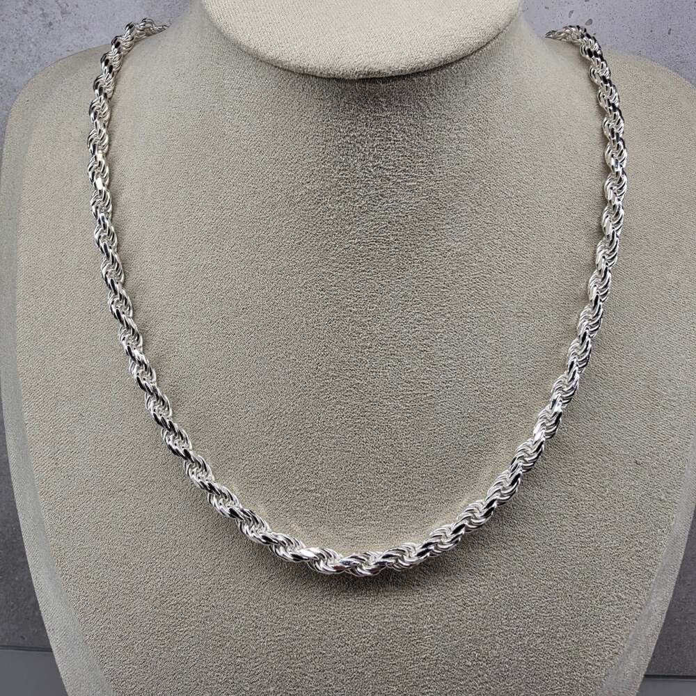 22" 4.8mm Diamond-Cut Rope Chain Necklace Solid S925 41g